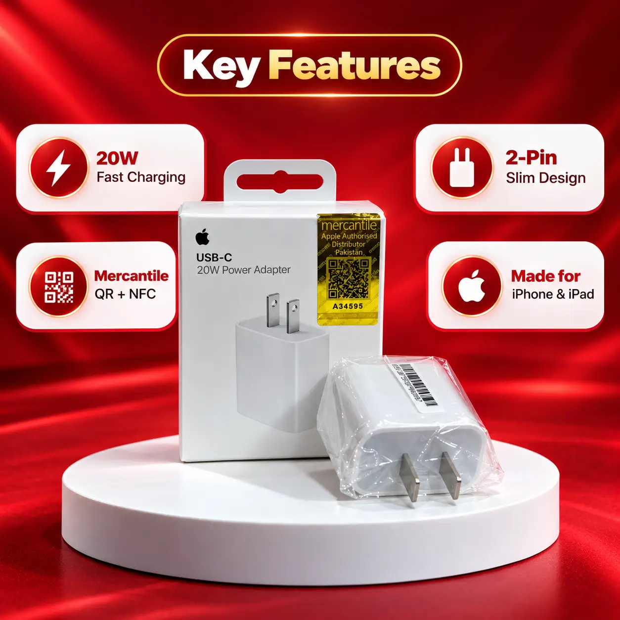 Apple 20W USB-C Power Adapter (2-Pin) | Original Stock with NFC in Pakistan - Image 2